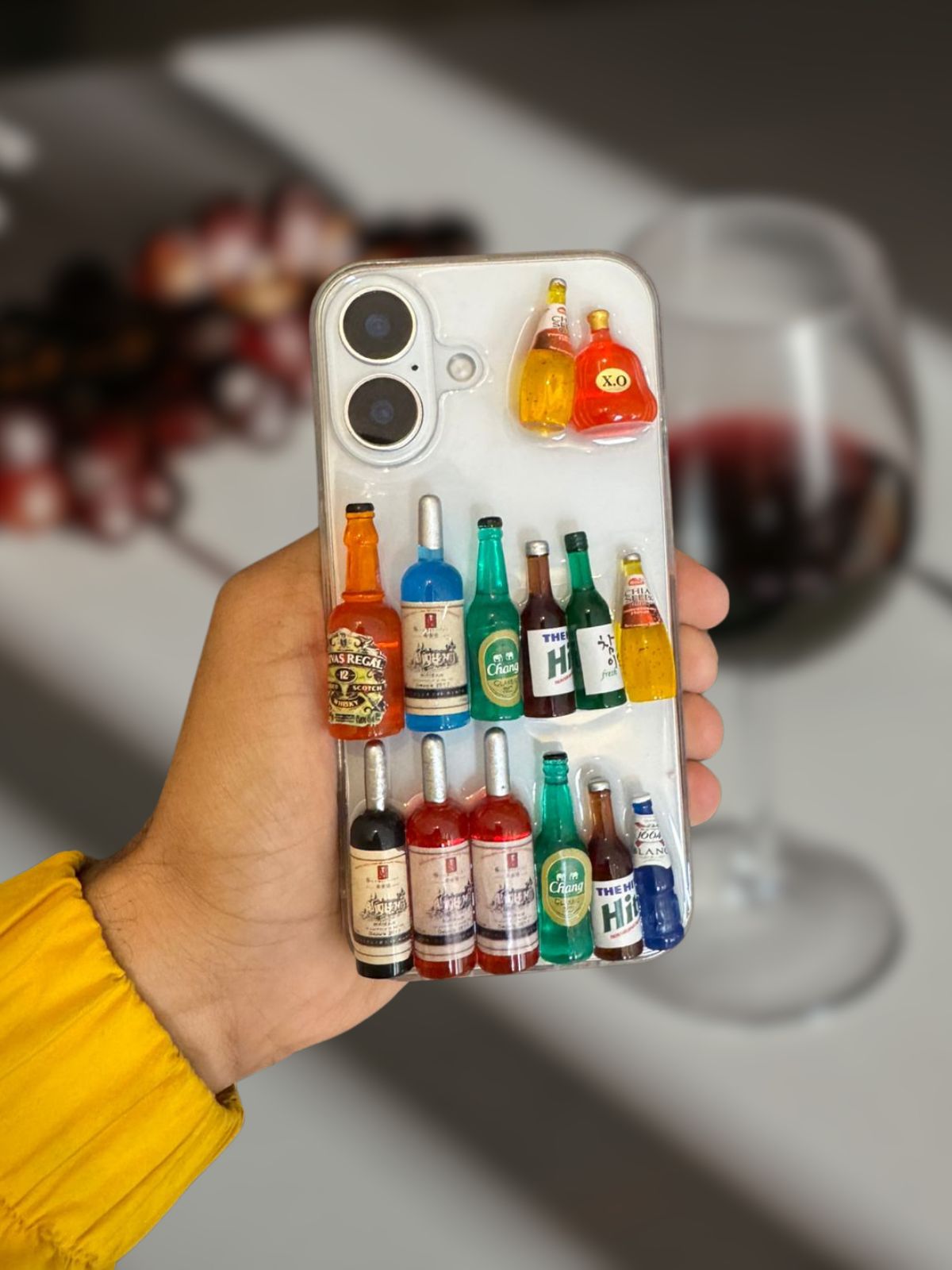 iPhone 16 Series 3D Wine Bottles Transparent Cover | Clear Slim Case