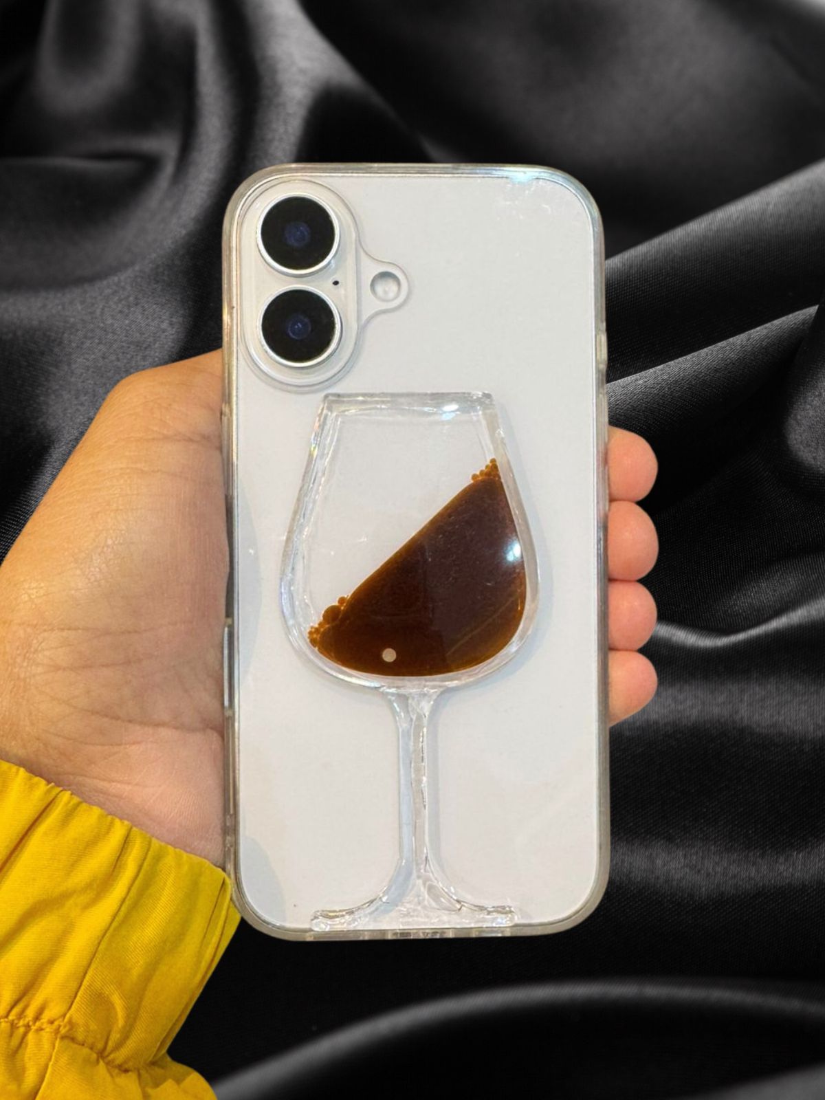iPhone 16 Series Classy Wine Glass Transparent Cover | Clear Slim Case