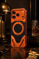 iPhone 17 Series Metallic Carbon Luxe Ring Stand Cover - case features