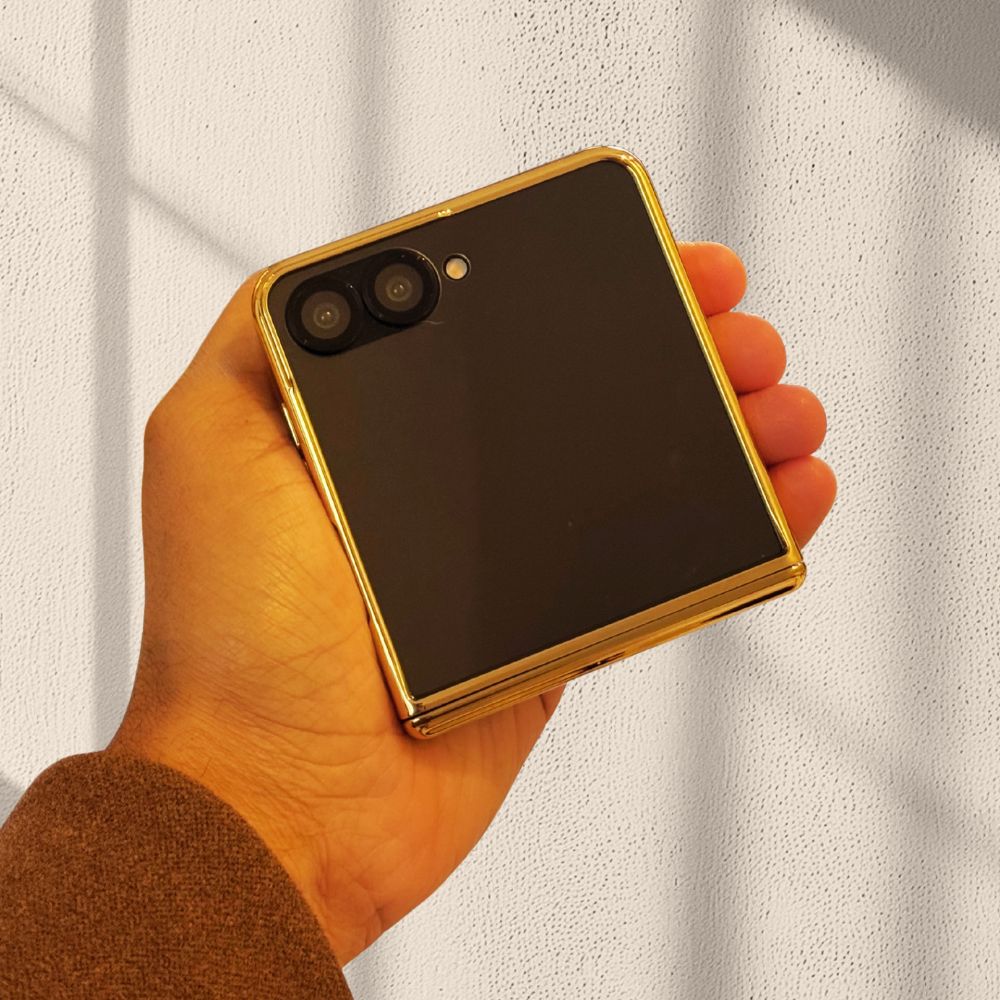 Samsung Galaxy Z Flip 7 Gold Electroplated Ring Stand Cover() - slim profile