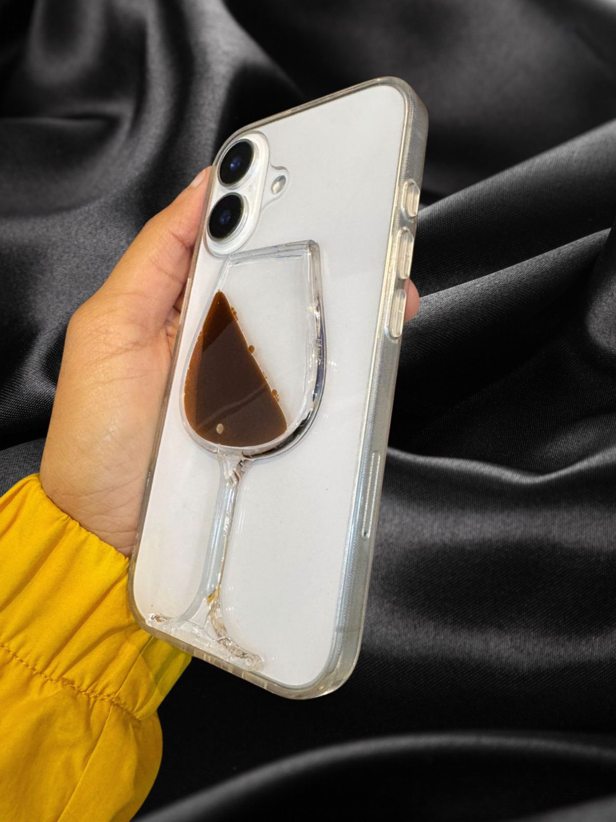 iPhone 16 Series Classy Wine Glass Transparent Cover - lifestyle
