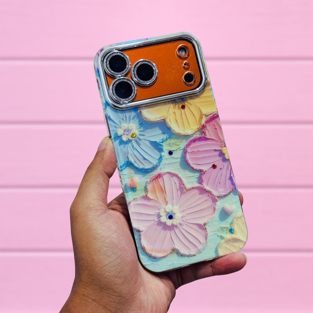 iPhone 17 Series Floral Glossy Glitter Cover - lifestyle