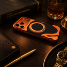 iPhone 17 Series Metallic Carbon Luxe Ring Stand Cover - phone case