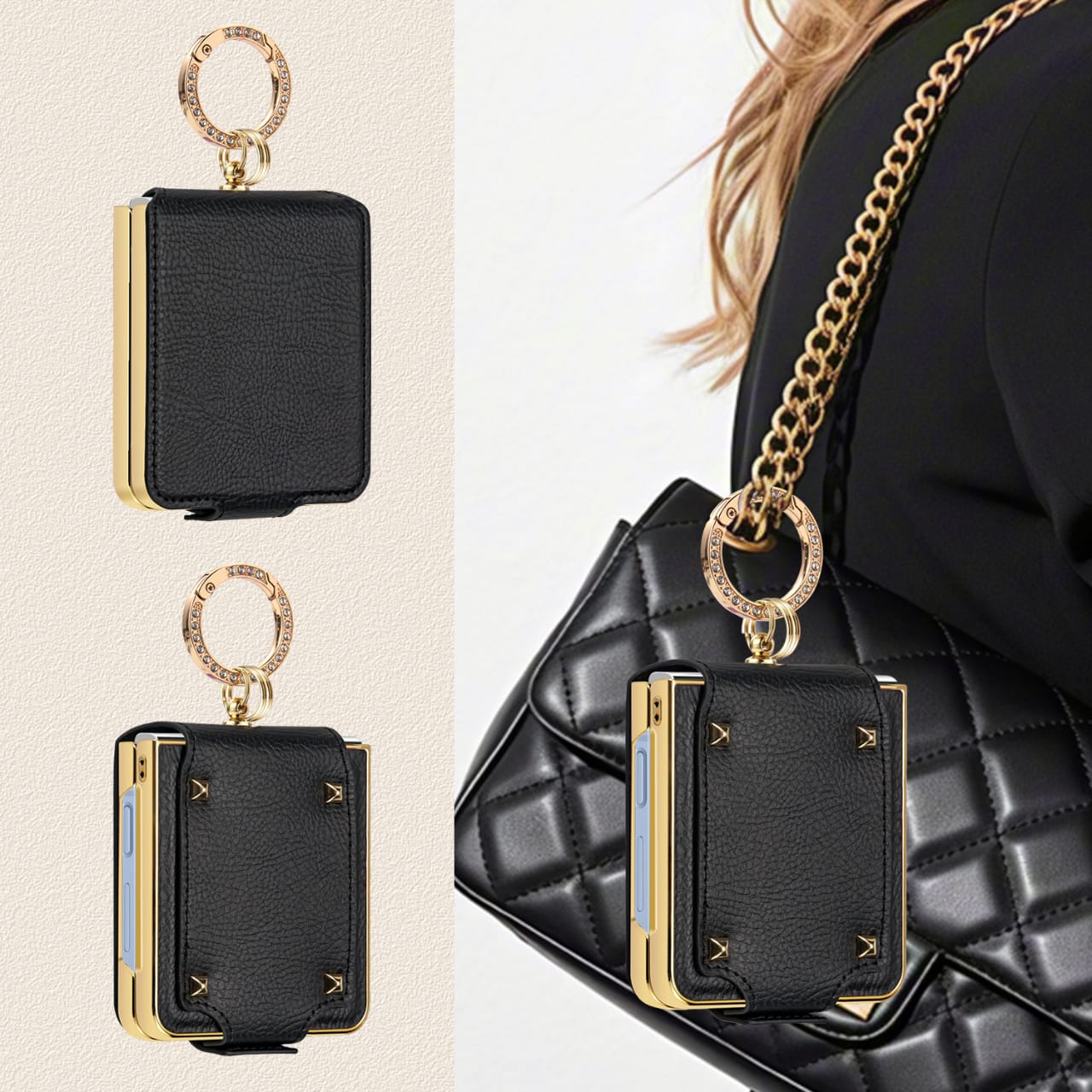 Ring Holder Gold Electroplated Premium Leather Cover – phone accessory by JustAndBest India