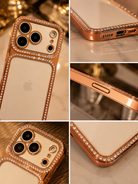 iPhone 17 Series Orange Diamonds Transparent Cover - slim profile