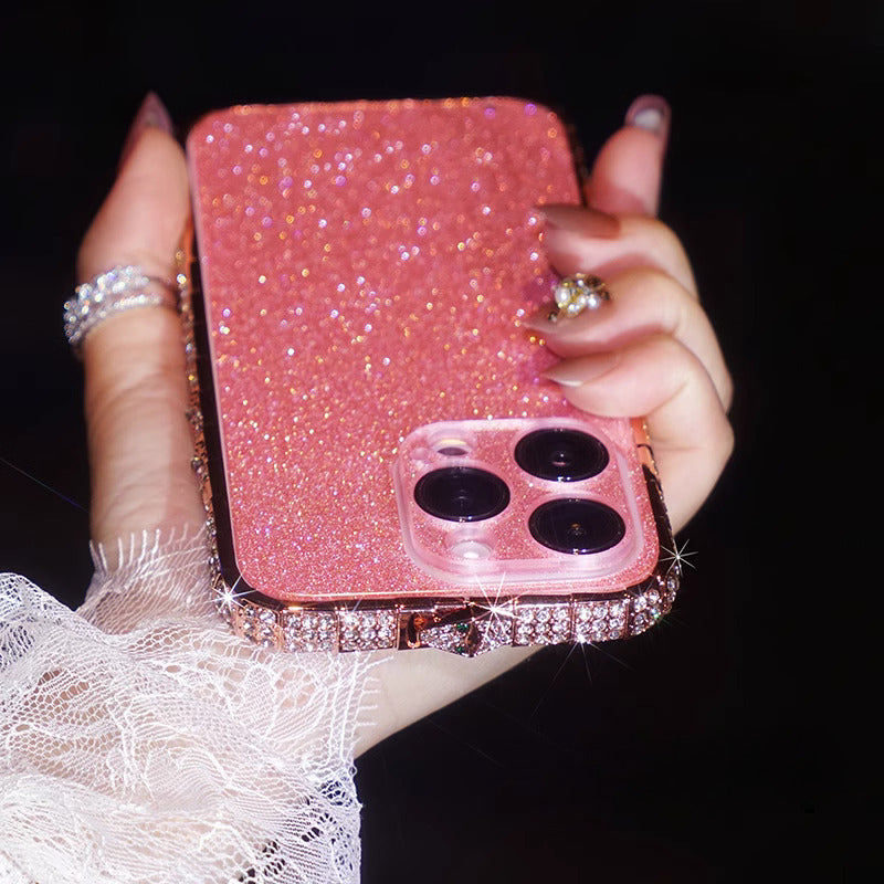 iPhone 16 Series Diamond Rhinestones Metallic Bumper Cover - slim profile