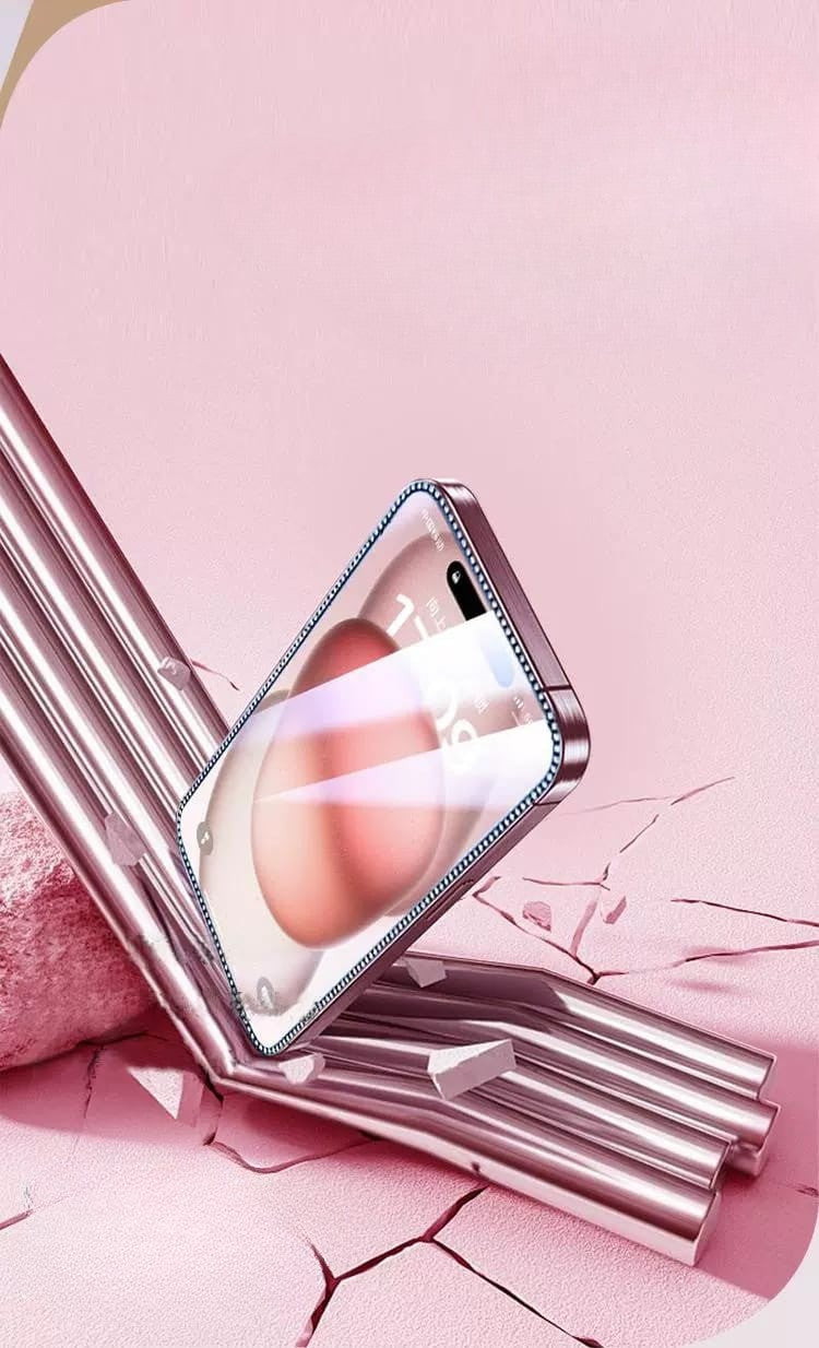 iPhone 16 Diamond Rhinestones Tempered Glass - protective case detail