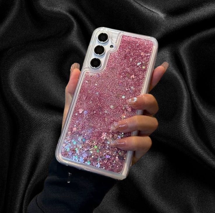Samsung Galaxy A26 Moving Hearts Glitter Quicksand Cover - colour options