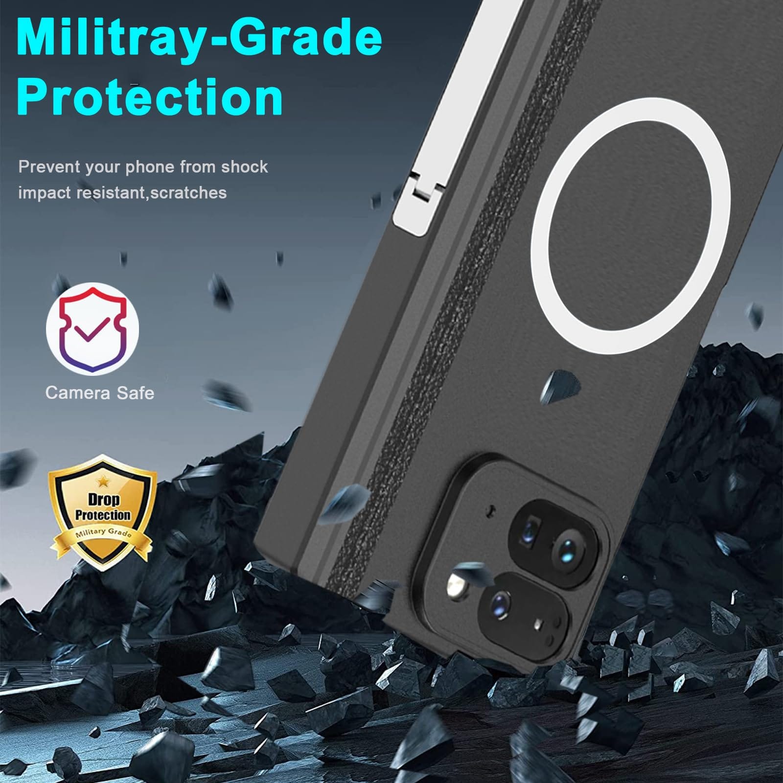 Jet Black MagSafe Kickstand Cover (with Front Glass) – phone accessory by JustAndBest India