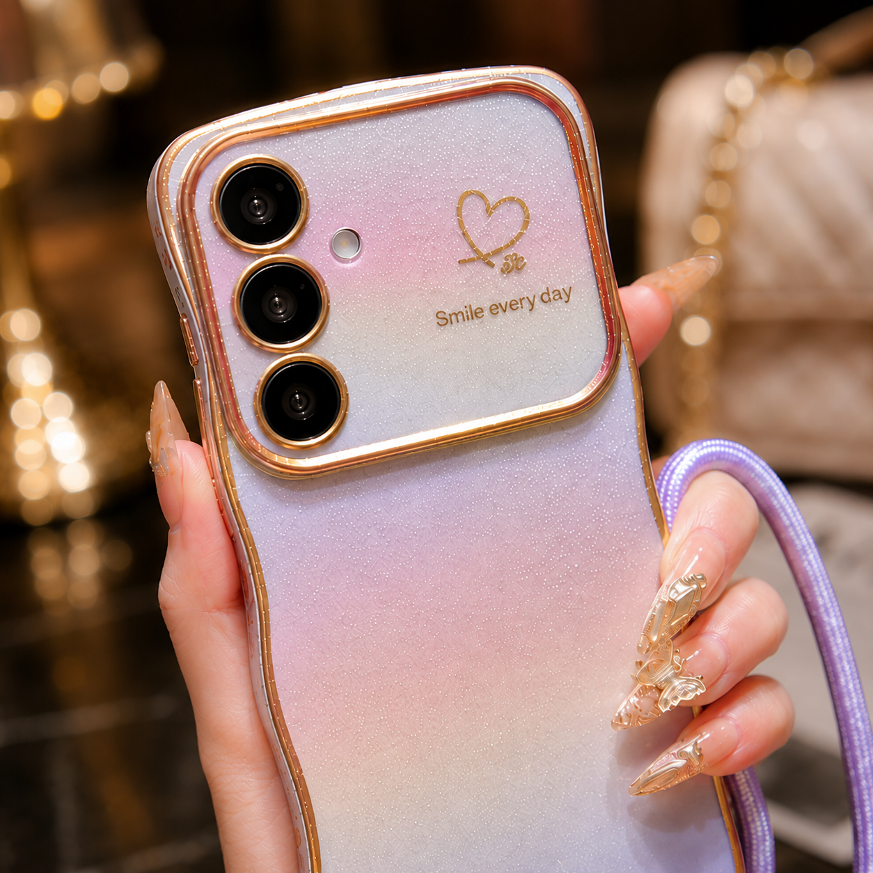 Samsung Galaxy S26 Glittery Rainbow Effect Cover - lifestyle
