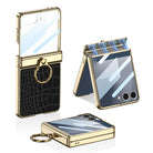 Samsung Galaxy Z Flip 5 Gold Electroplated Croco Leather Cover() - case features
