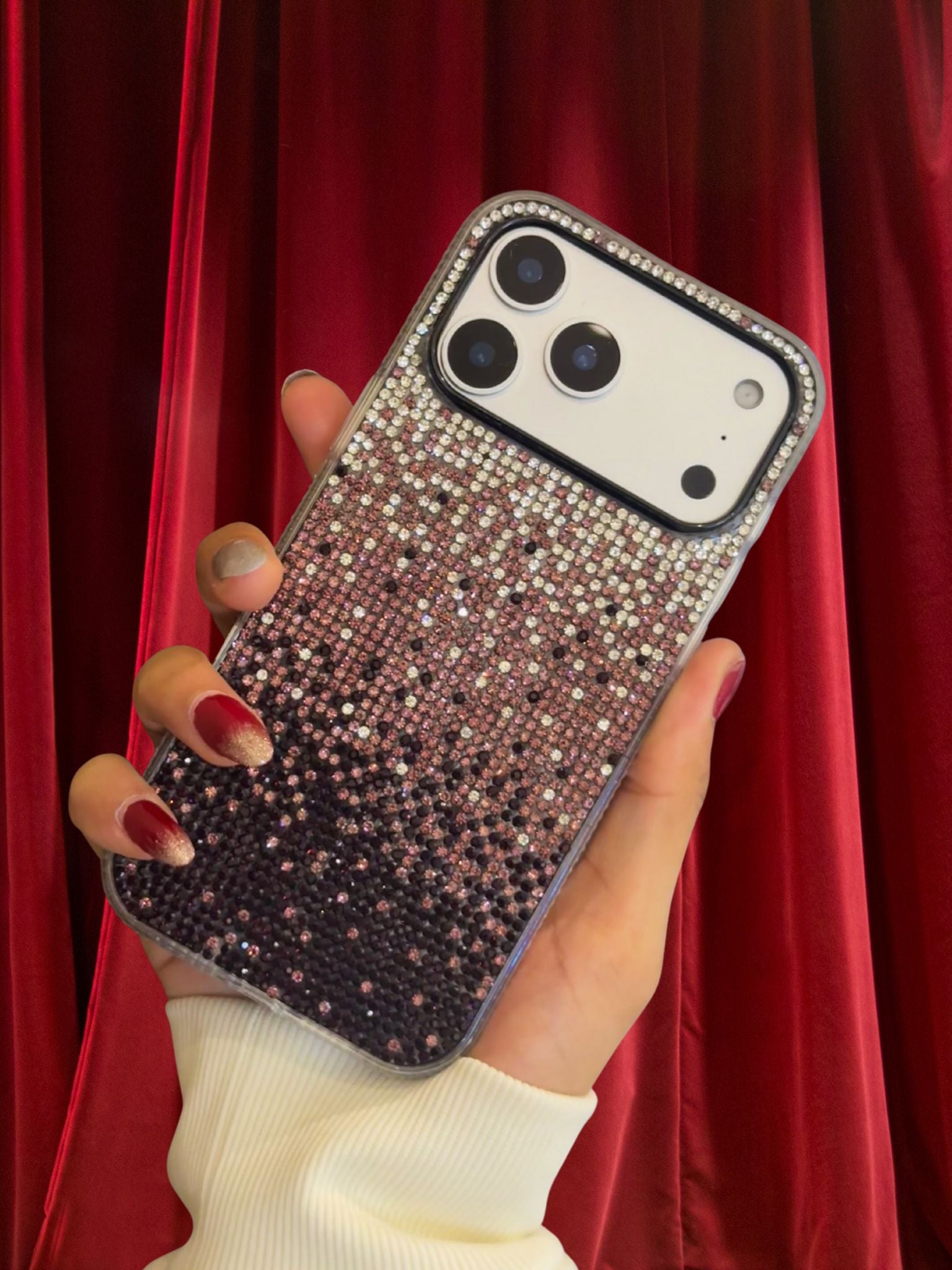 iPhone 17 Series Bling Gradient Rhinestones Cover - protective case detail