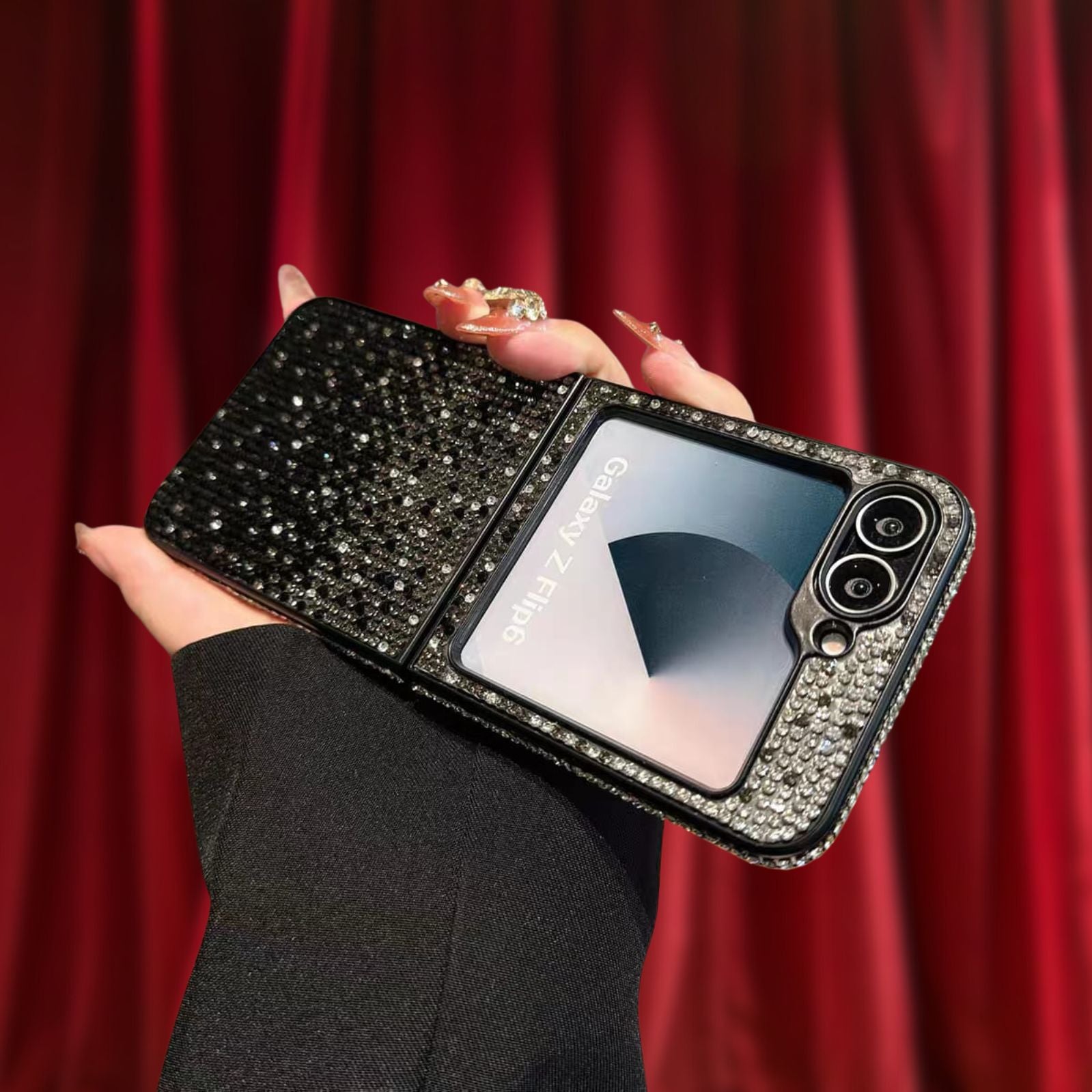 Samsung Galaxy Z Flip 5 Bling Gradient Rhinestones Cover - case features