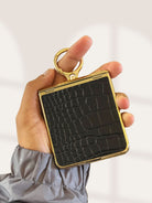 Samsung Galaxy Z Flip 5 Gold Electroplated Croco Leather Cover() - lifestyle