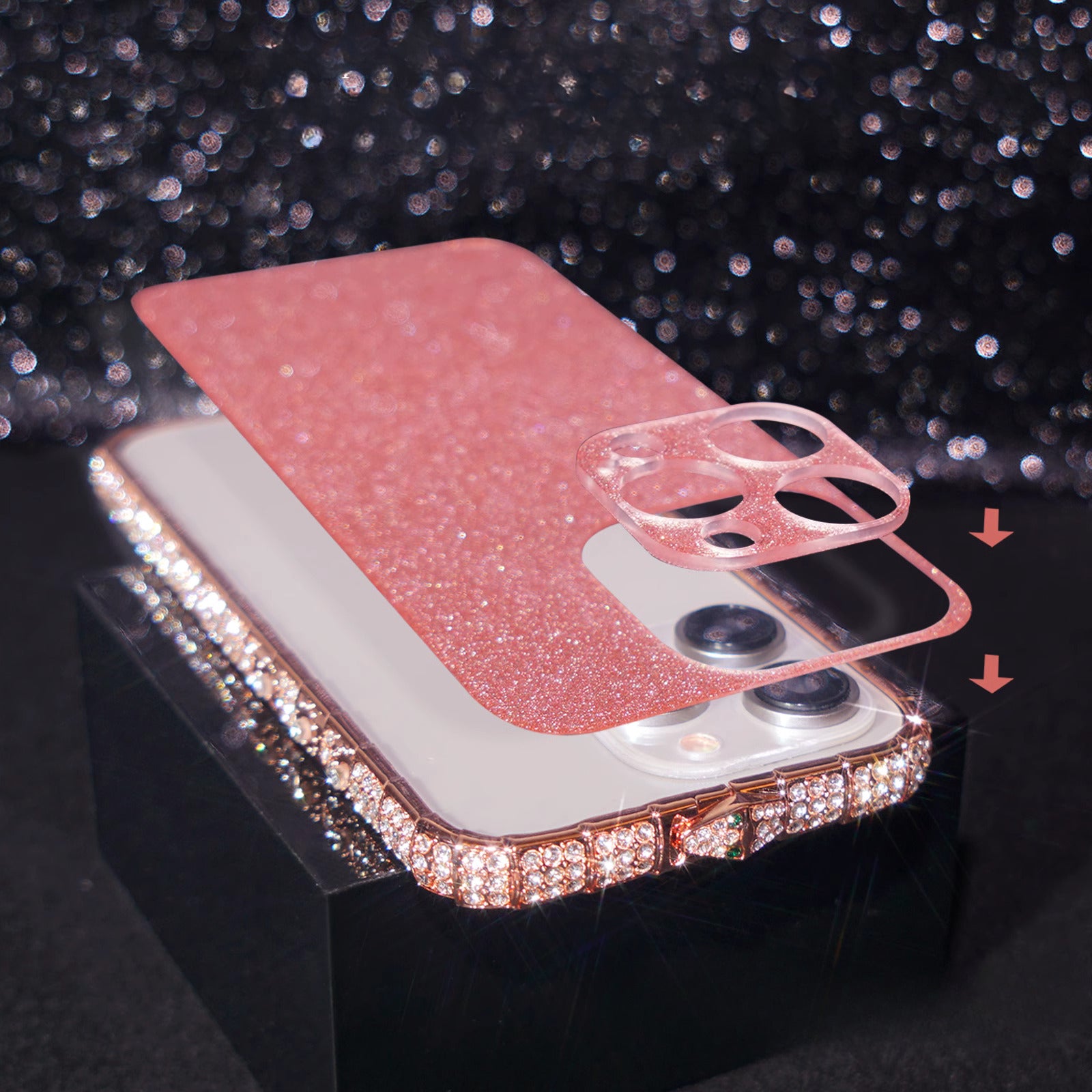 iPhone 16 Series Diamond Rhinestones Metallic Bumper Cover - colour options