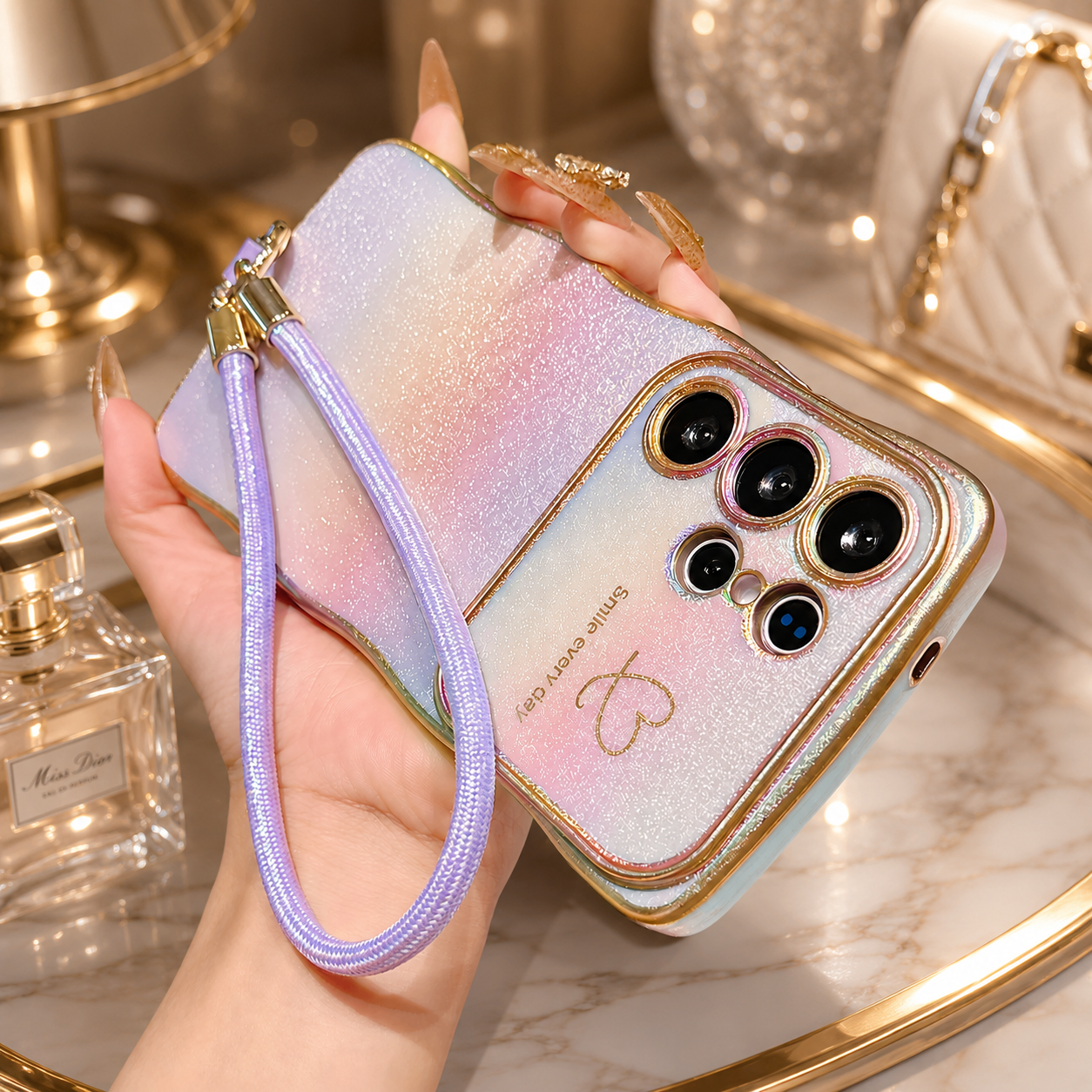 Samsung Galaxy S26 Glittery Rainbow Effect Cover - slim profile