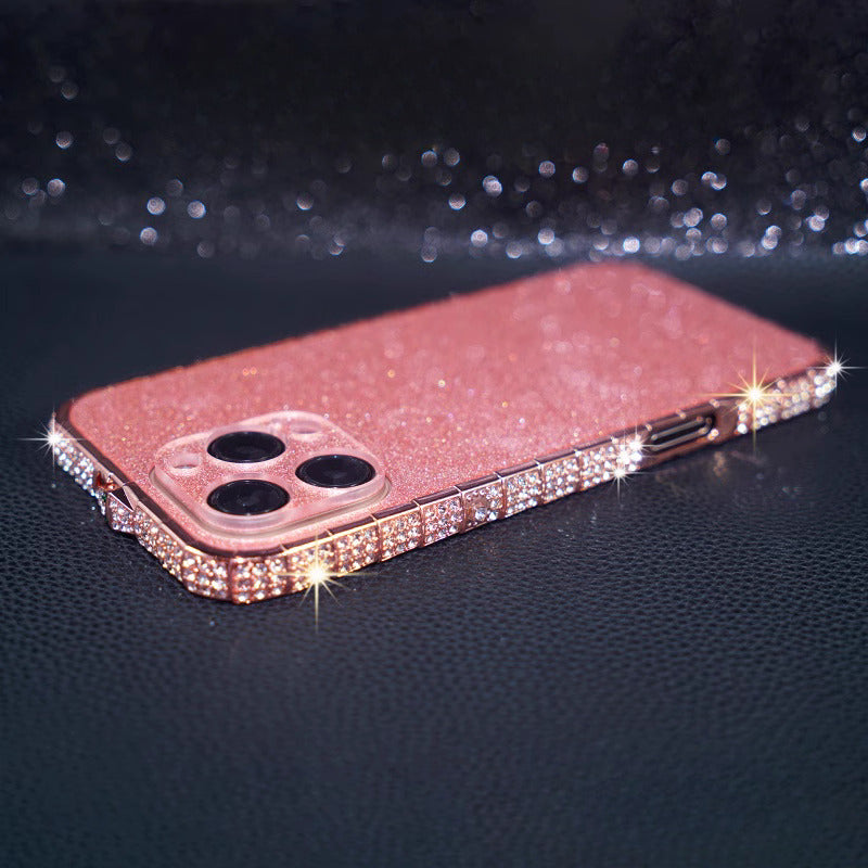 iPhone 16 Series Diamond Rhinestones Metallic Bumper Cover - phone case
