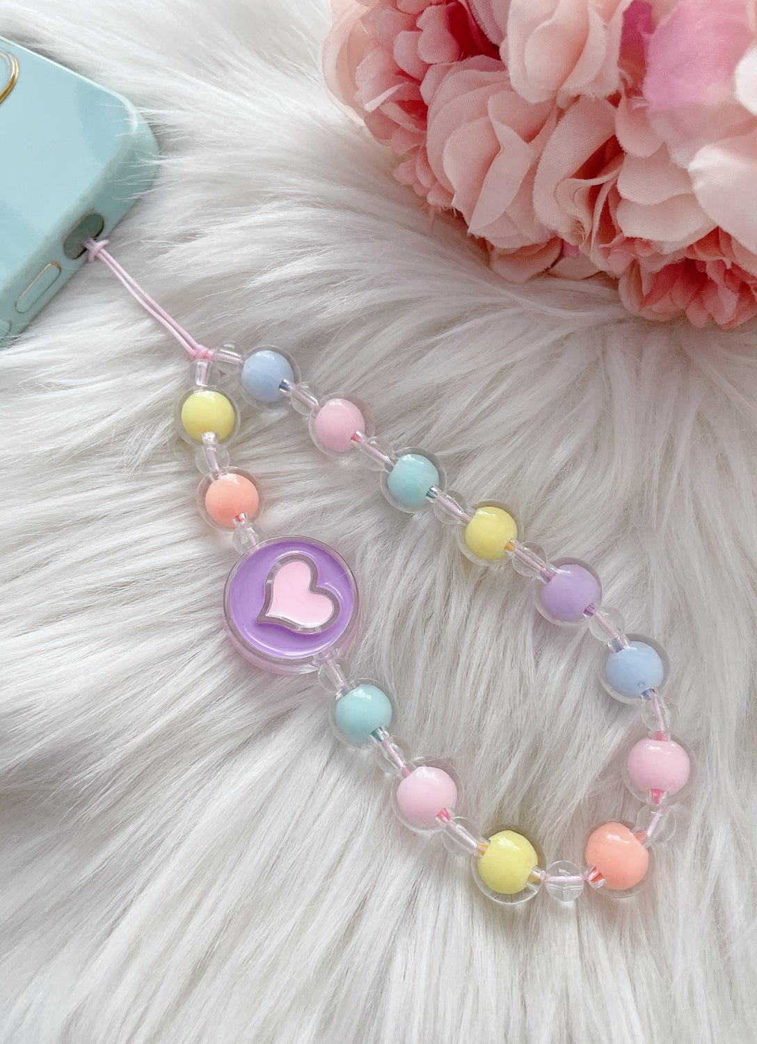 Heart Colorful Beads Lanyard | Phone Accessory
