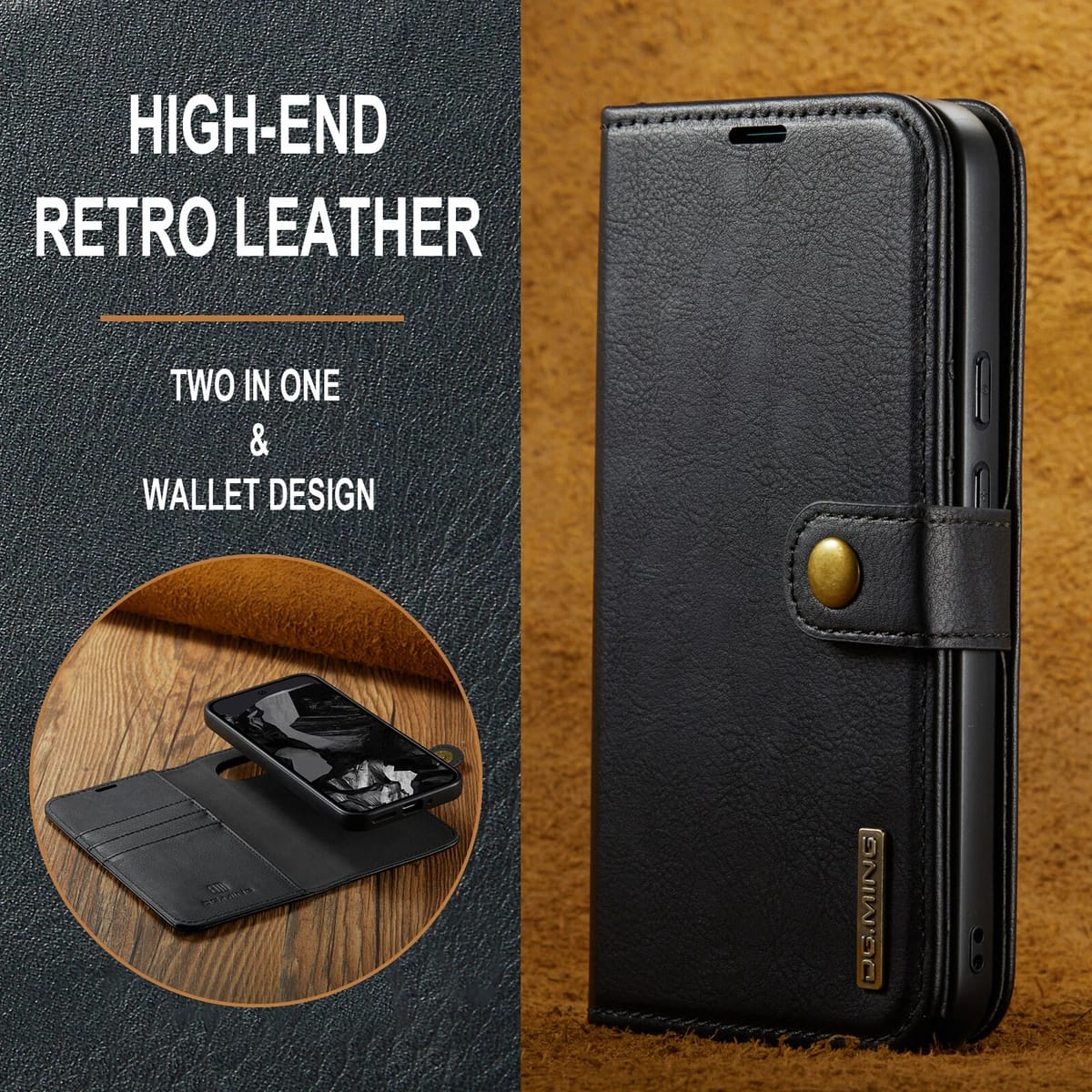 Google Pixel 9 Two In One Wallet Style Leather Flip Cover - slim profile