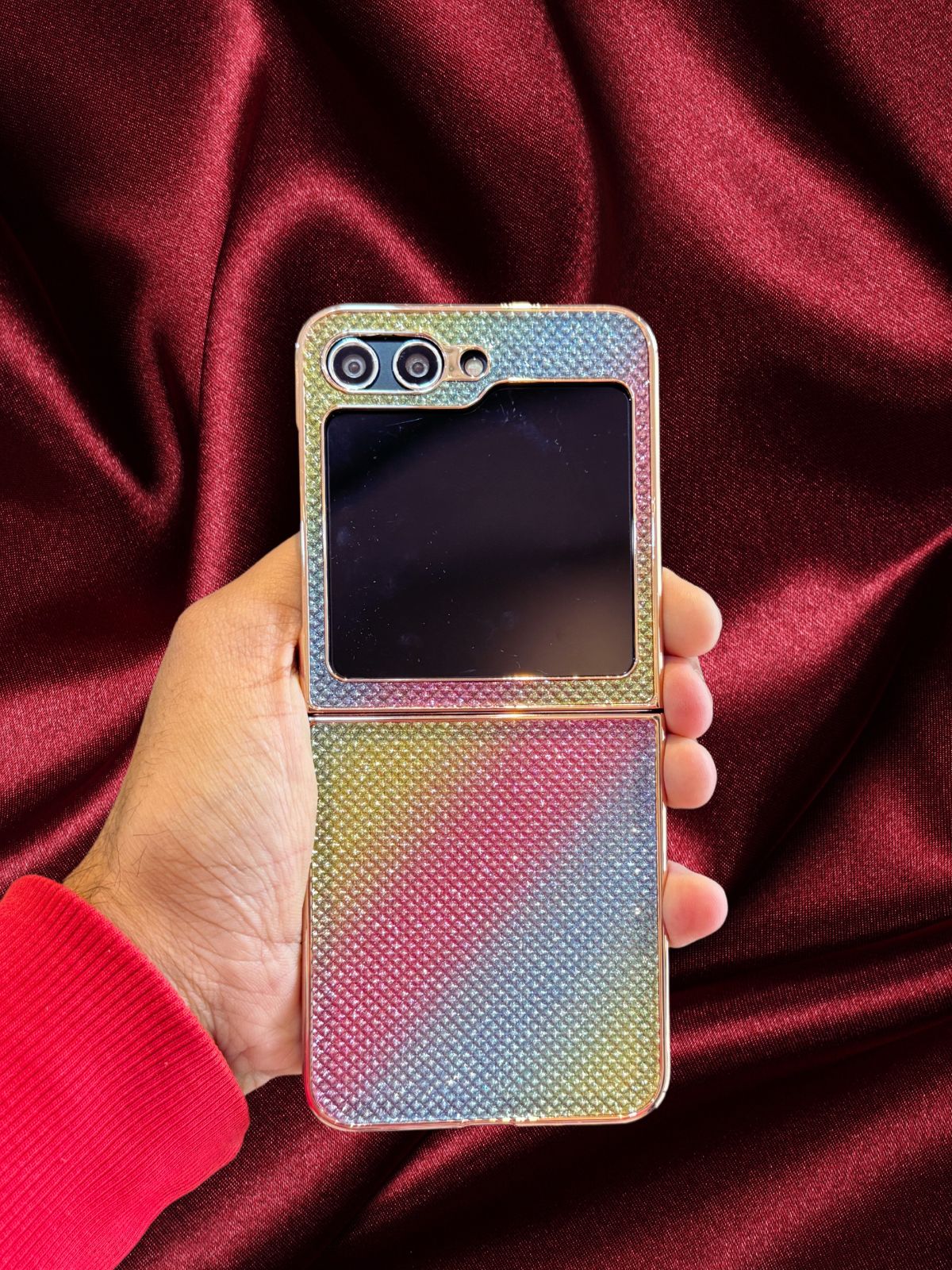 Samsung Galaxy Z Flip 3 Rainbow Glitter 3D Diamond Pattern Cover - colour options