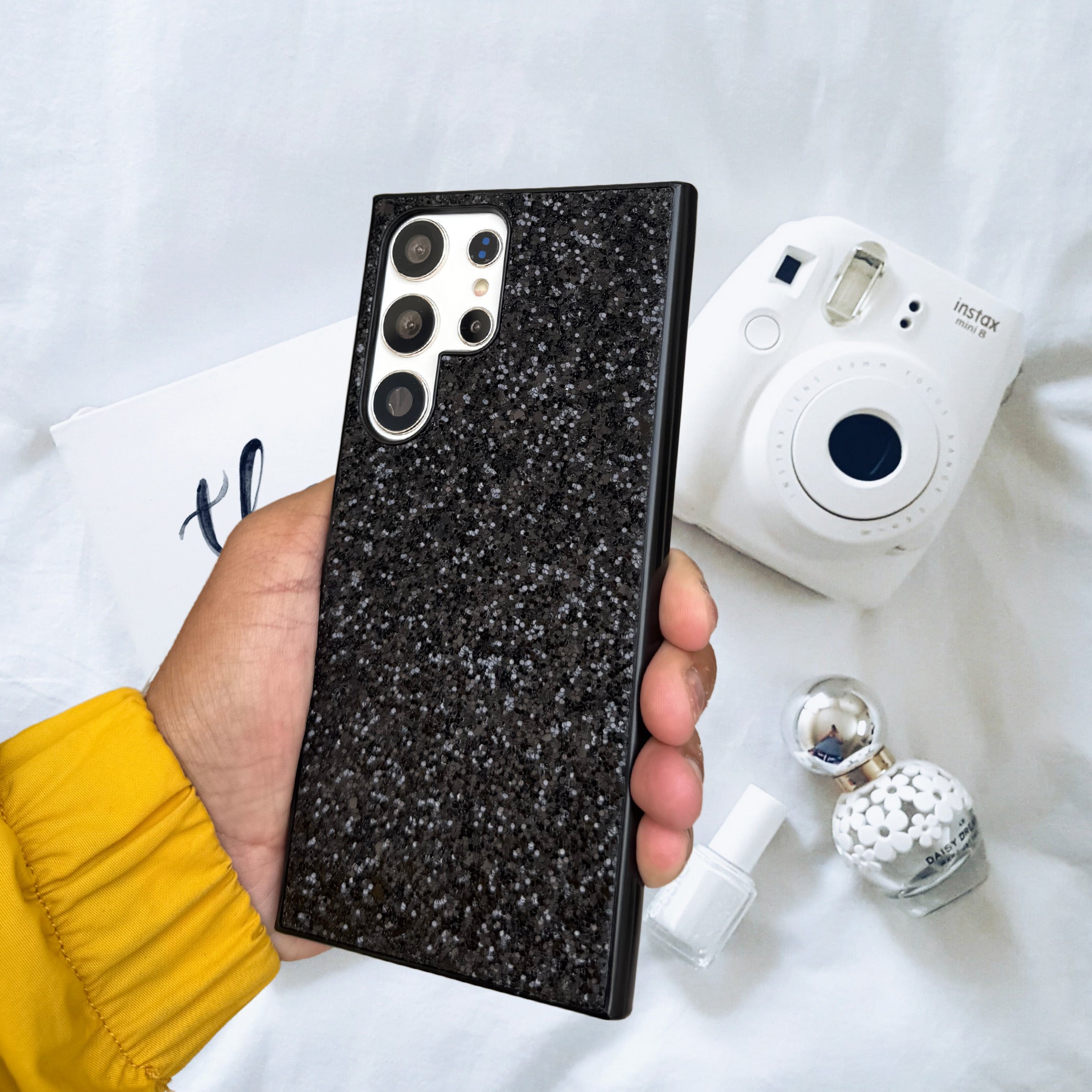 Samsung Galaxy S24 Black Glitter Bling Sequin Cover JustAndBest Samsung Galaxy S24 Black Glitter Bling Sequin Cover JustAndBest