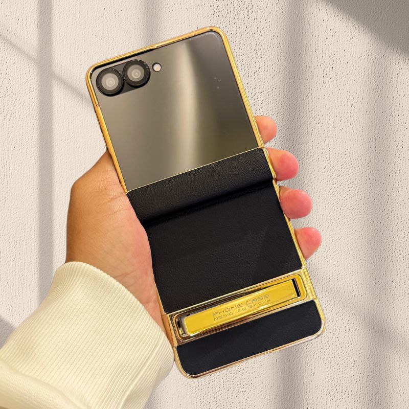 Premium Leather Kickstand Luxury Cover(with Front Glass) – phone accessory by JustAndBest India