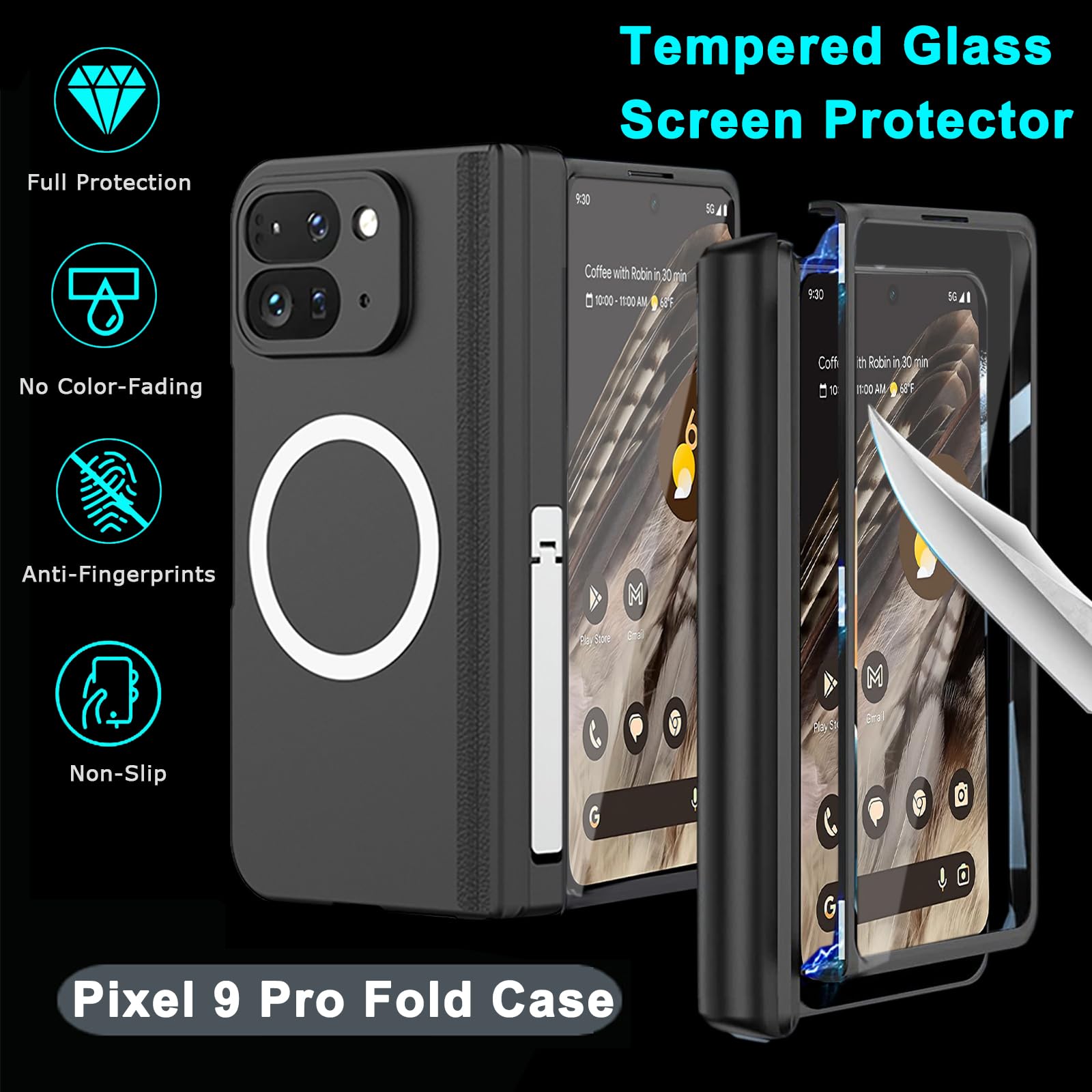 Jet Black MagSafe Kickstand Cover (with Front Glass) – phone accessory by JustAndBest India