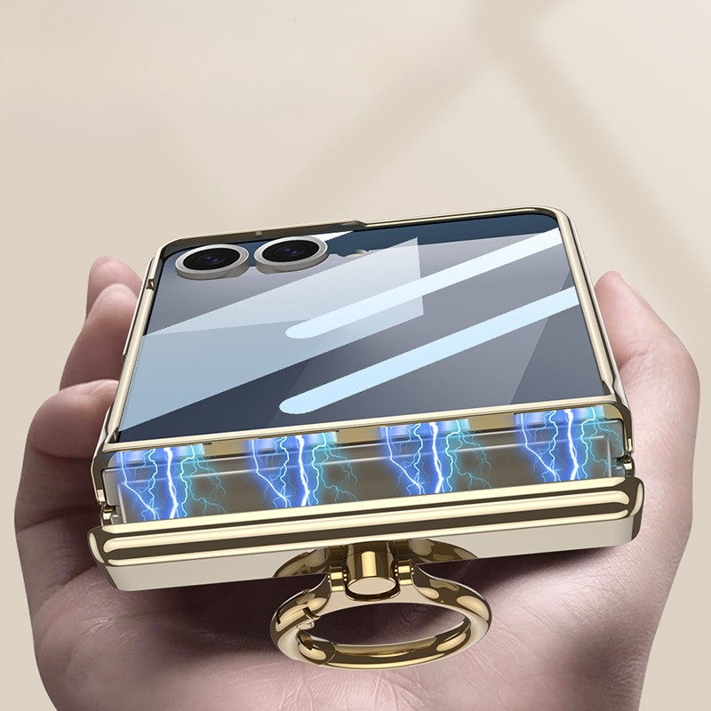 Samsung Galaxy Z Flip 7 Gold Electroplated Python Leather Cover() - case features