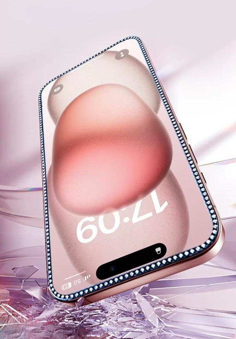 iPhone 16 Diamond Rhinestones Tempered Glass | Crystal Glam Cover