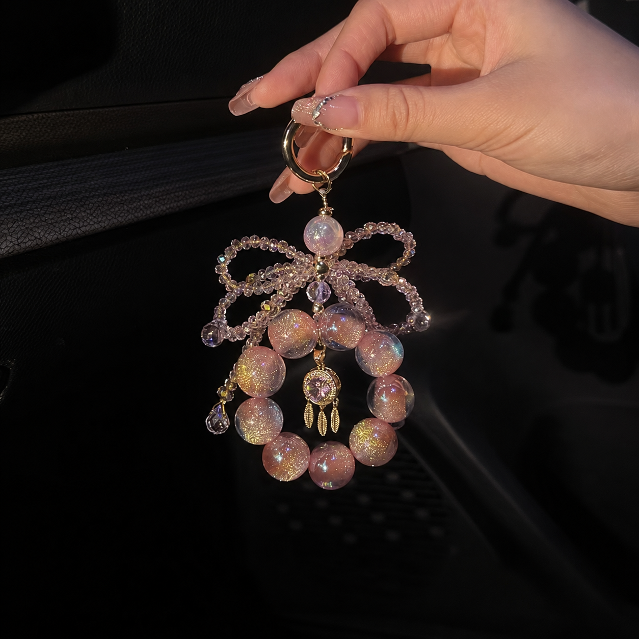 Crystal Bow Phone Charm Lanyard - protective case detail
