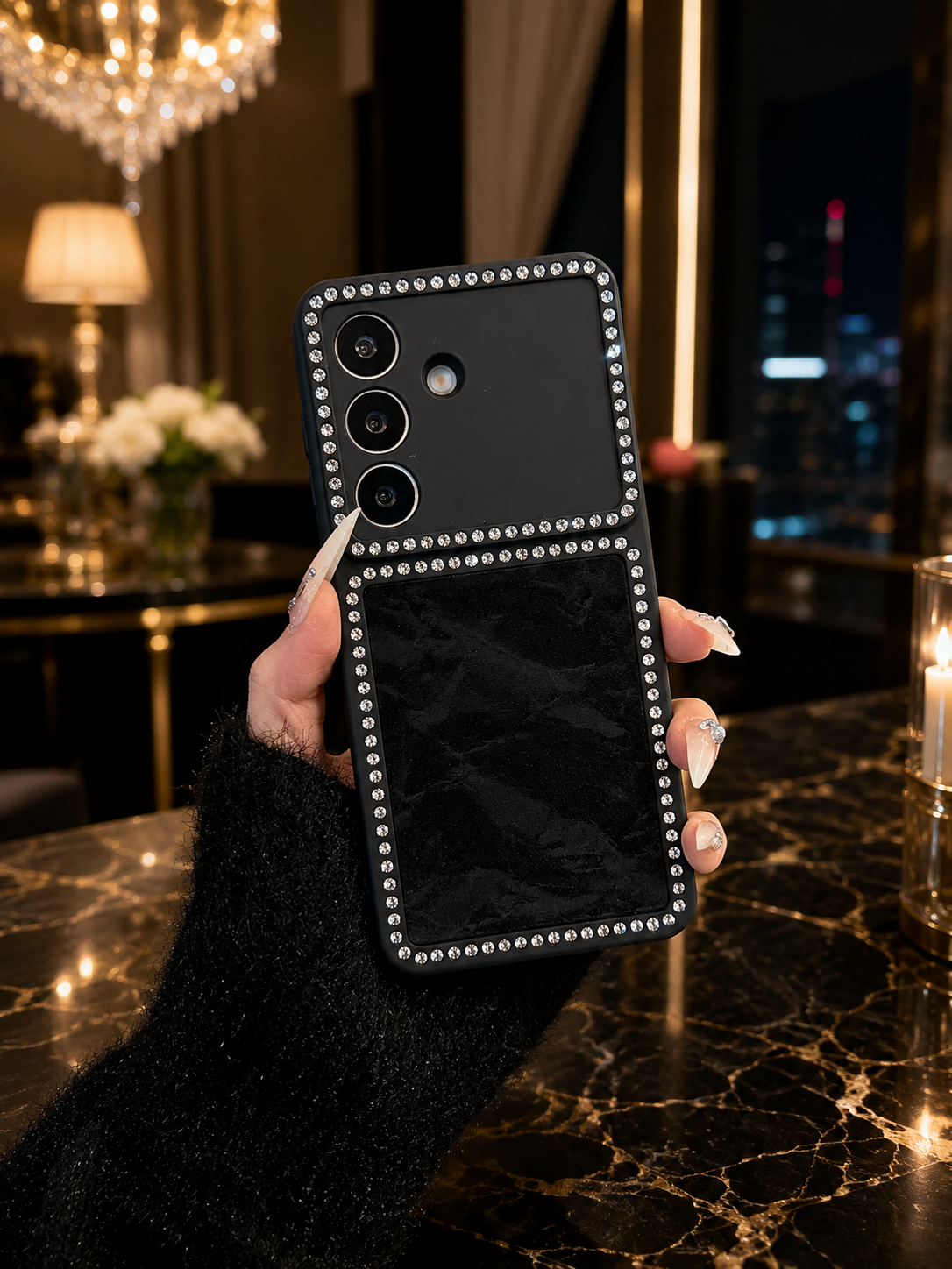 Samsung Galaxy S26 Velvet Rhinestones Cover - case features