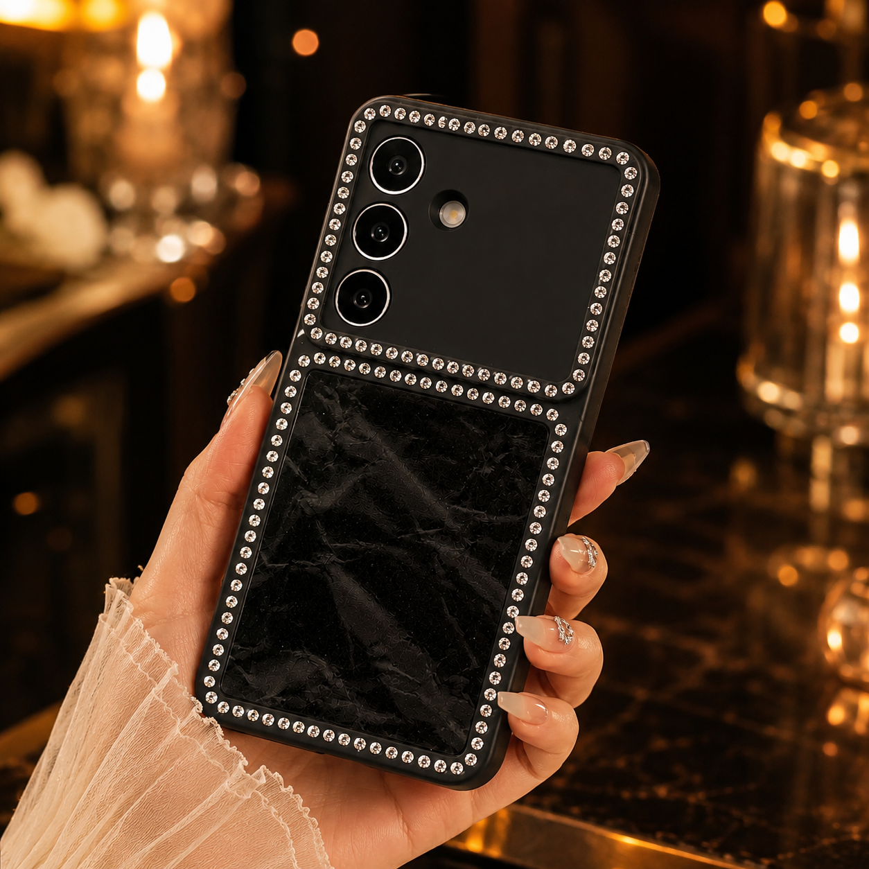 Samsung Galaxy S26 Velvet Rhinestones Cover - slim profile