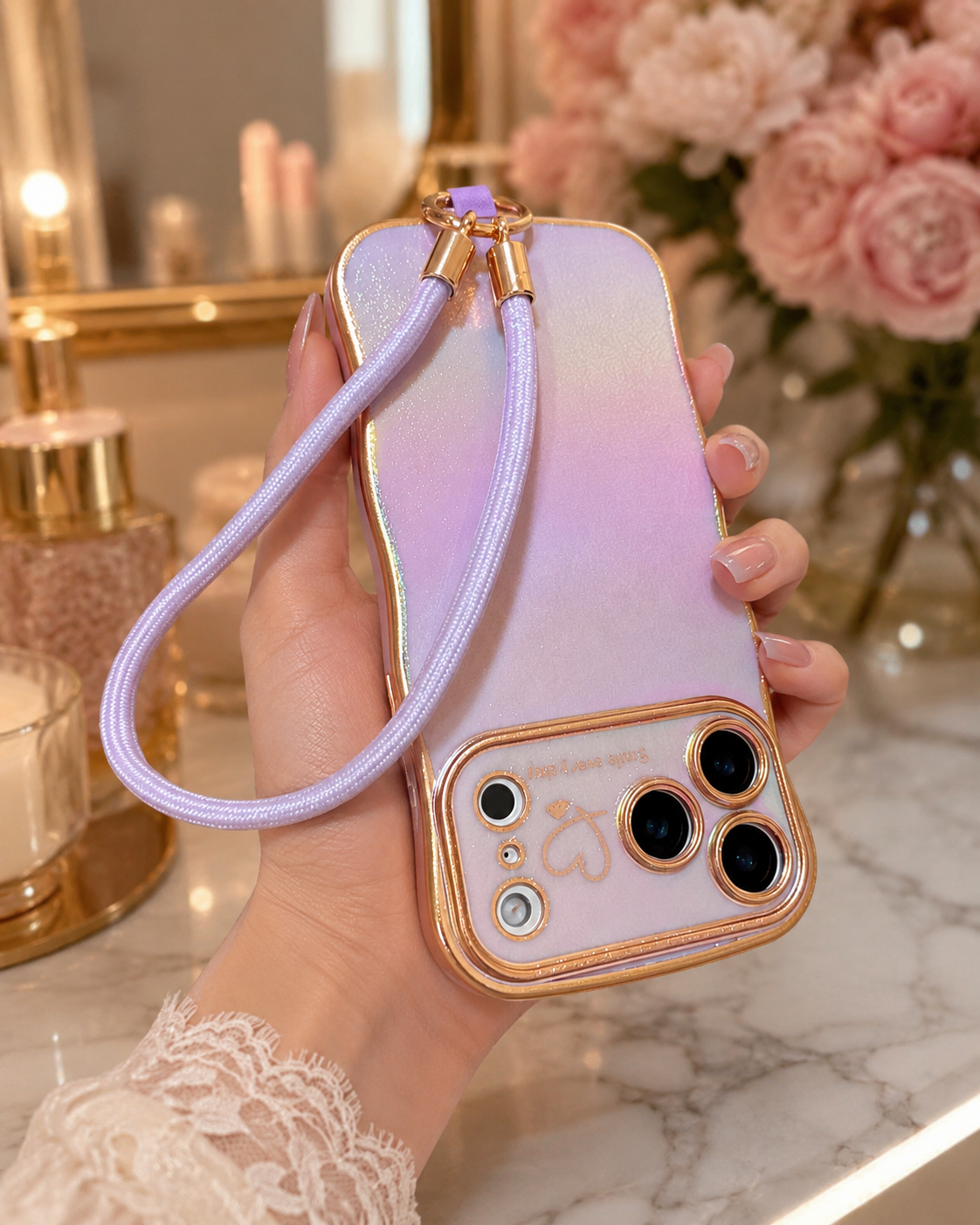 Luxury Iridescent Strap Case iPhone 17 Pro/  17 Pro Max | JustAndBest