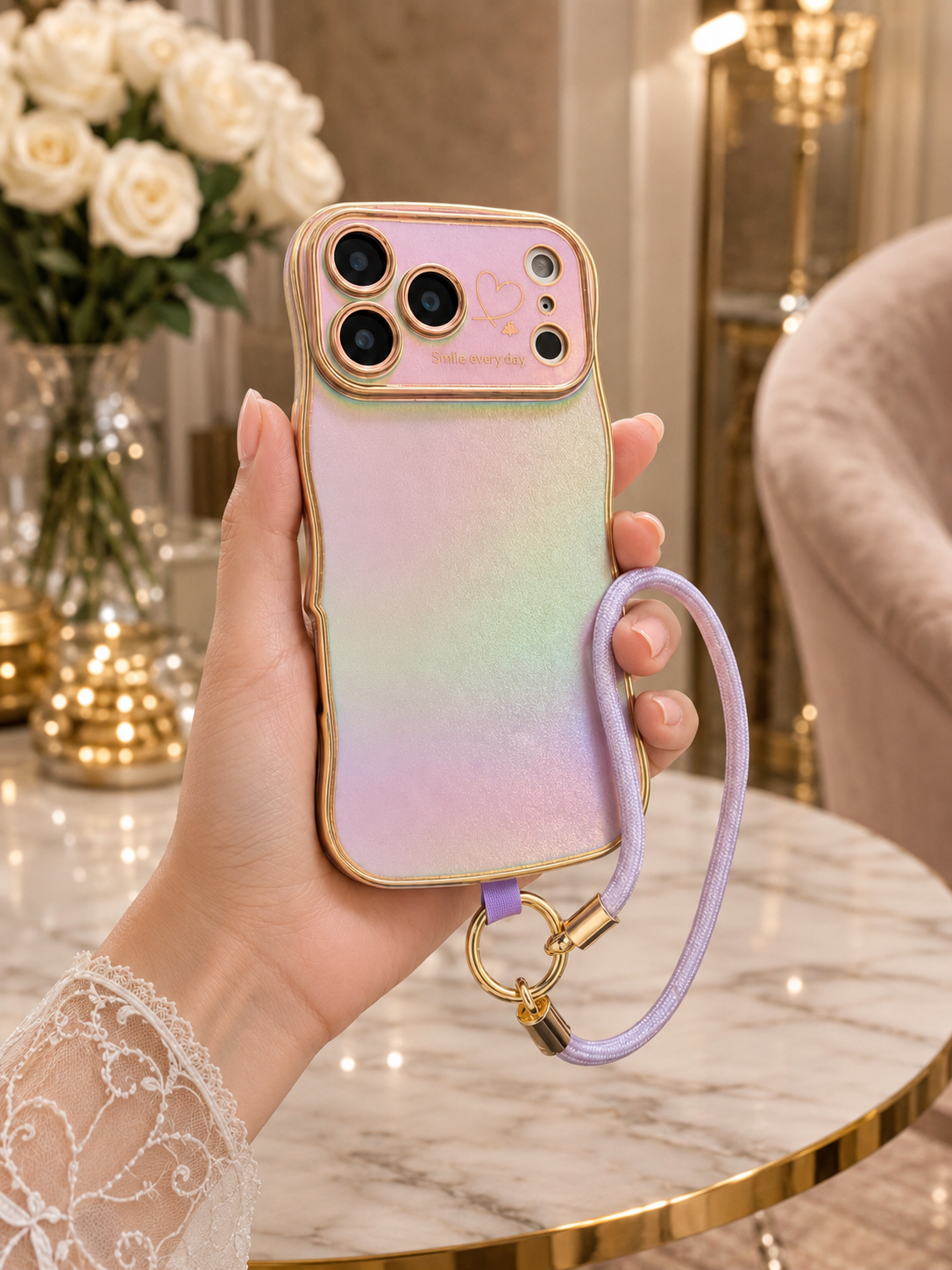 Luxury Iridescent Strap Case iPhone 17 Pro/  17 Pro Max - protective case detail