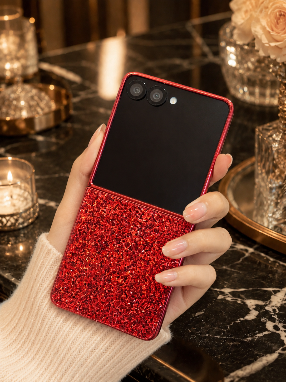 Samsung Galaxy Z Flip 7 Bling Glitter Sequin Cover - slim profile