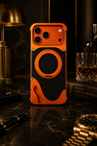iPhone 17 Series Metallic Carbon Luxe Ring Stand Cover - colour options