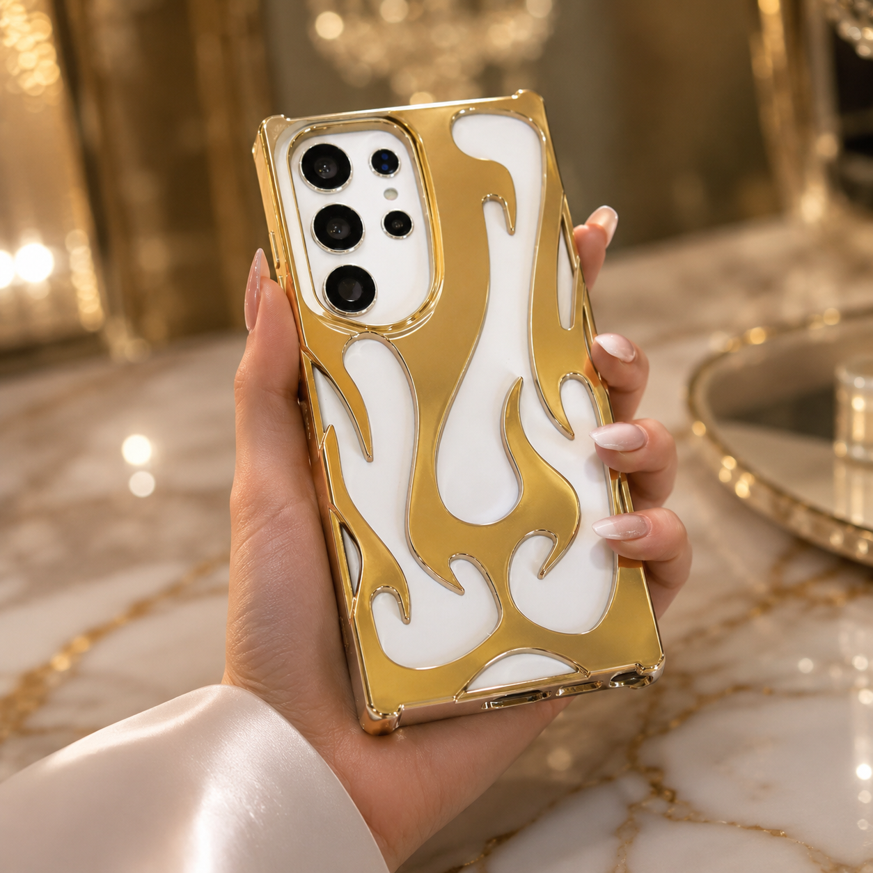 Samsung Galaxy S25 Series 3D Flame Gold Electroplated Cover