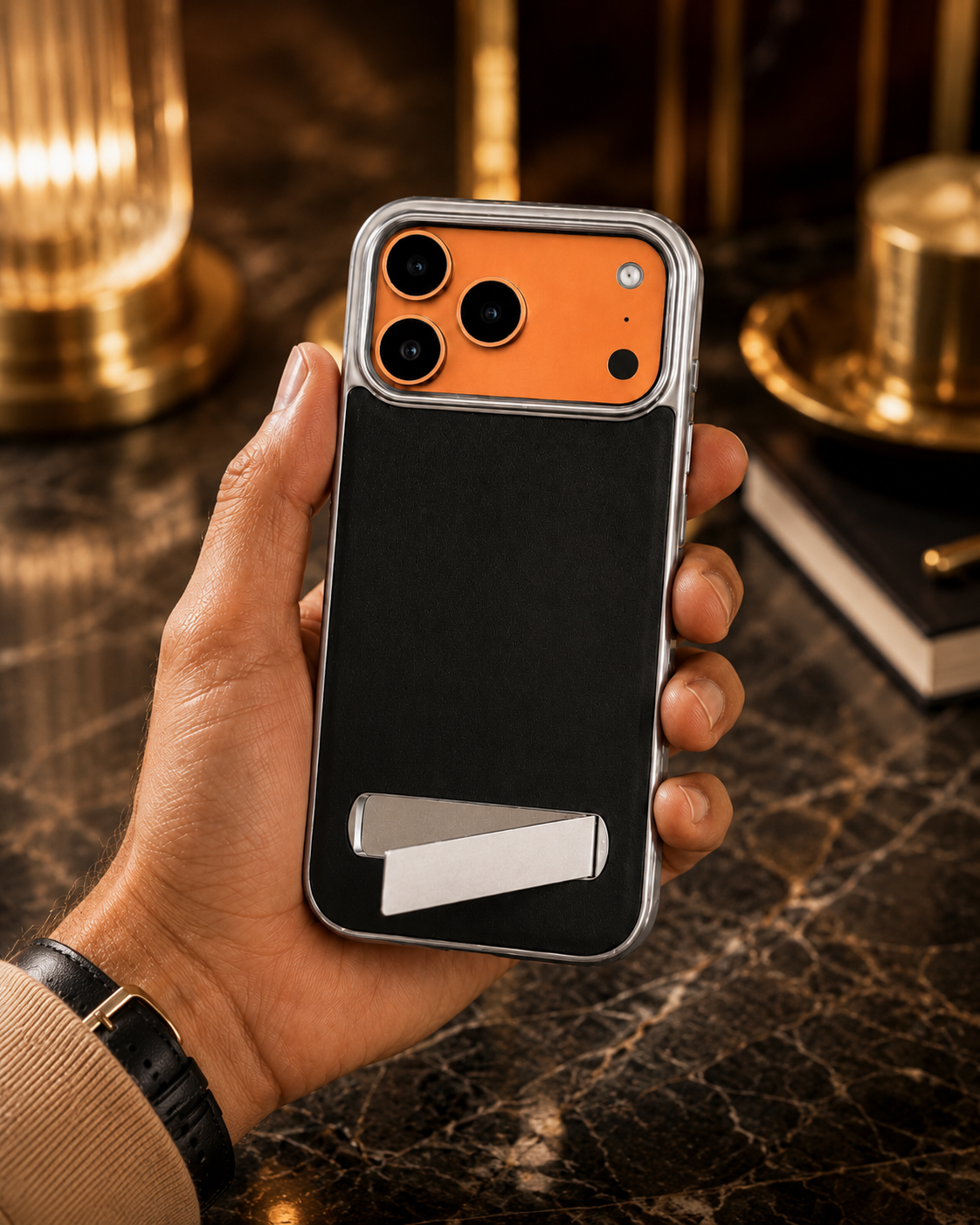 iPhone 17 Series Alcantara Leather Kickstand Cover | Luxury Leather