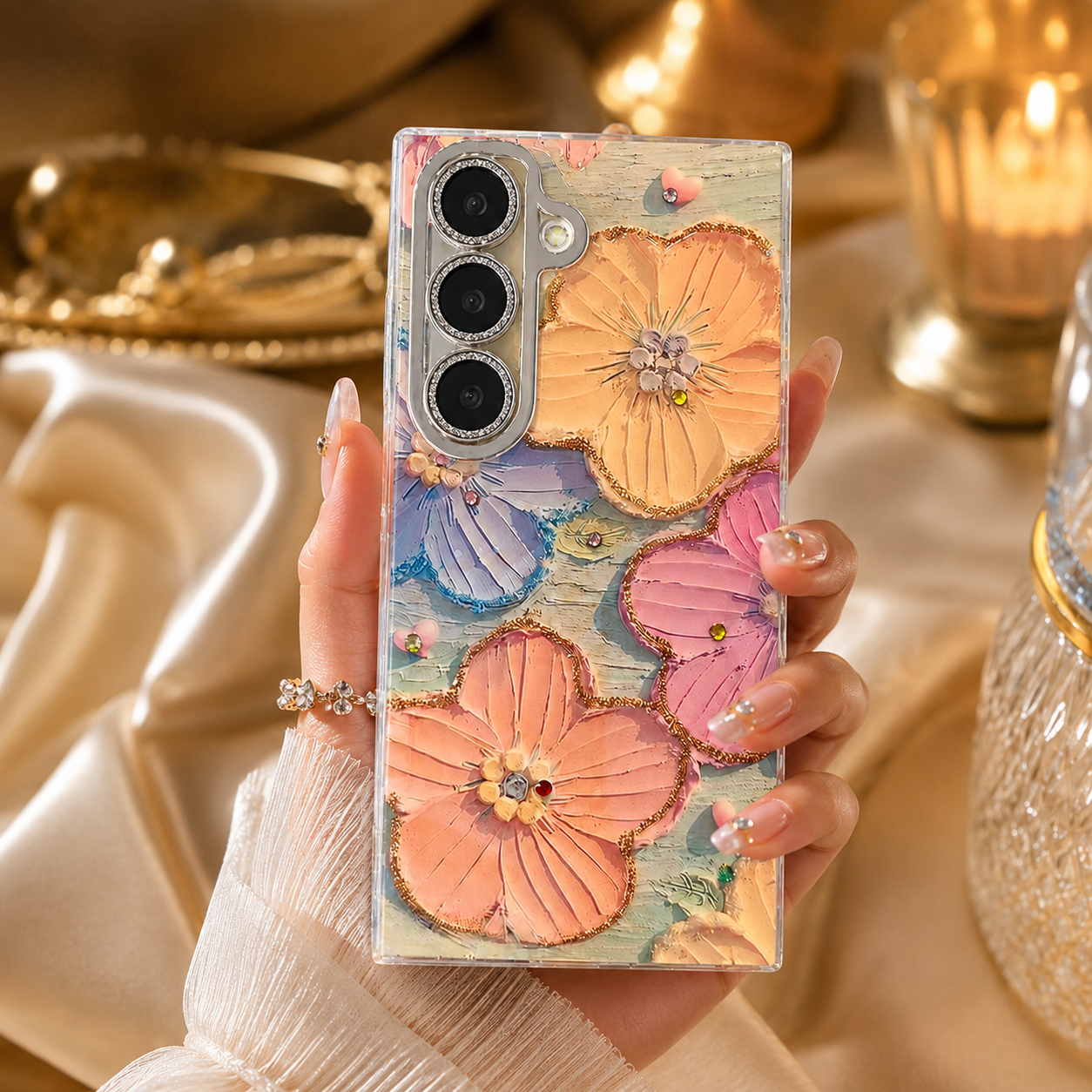 Samsung Galaxy S26 Ultra Floral Glossy Glitter Cover - protective case detail