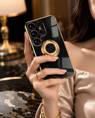 Samsung Galaxy S25 Series Gold Electroplated Ring Holder Cover