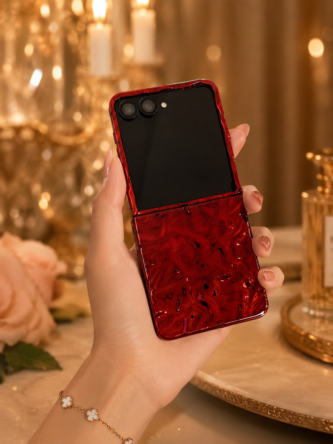 Samsung Galaxy Z Flip 7 Lava Red Glossy Cover - lifestyle