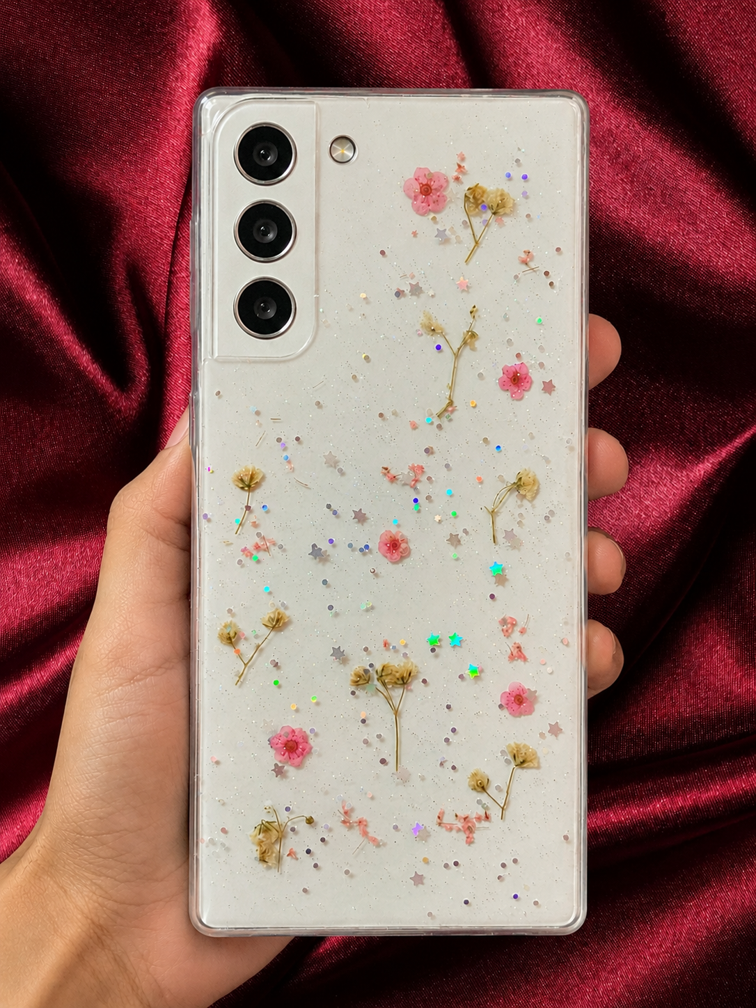 Samsung Galaxy S21 FE Cosmos Floral Glitter Cover