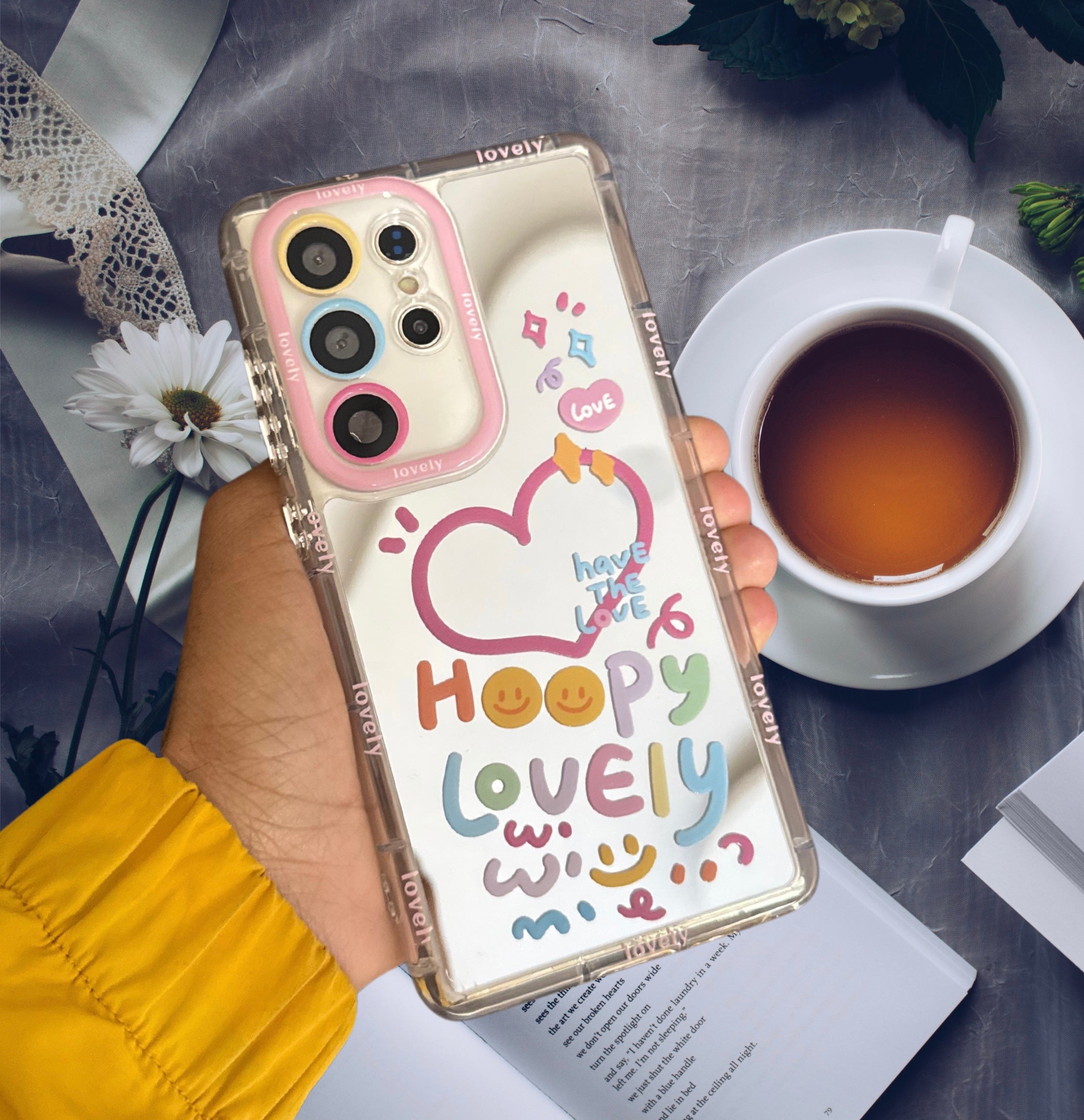 Samsung Galaxy S24 Ultra Happy Heart Mirror Cover - protective case detail