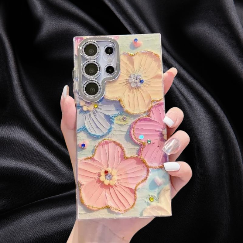 Cute Floral Glossy Glitter Cover iPhone cover – JustAndBest India