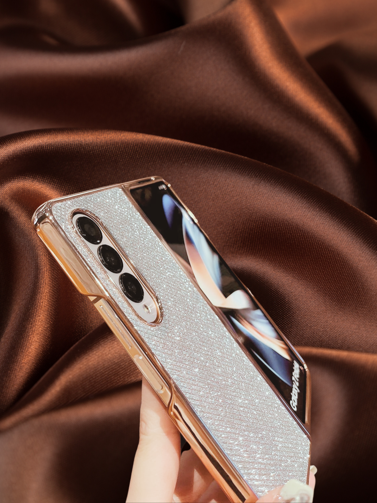 Samsung Galaxy Z Fold 3 Zazzy Bling Glitter 3D Diamond Pattern Cover - phone case