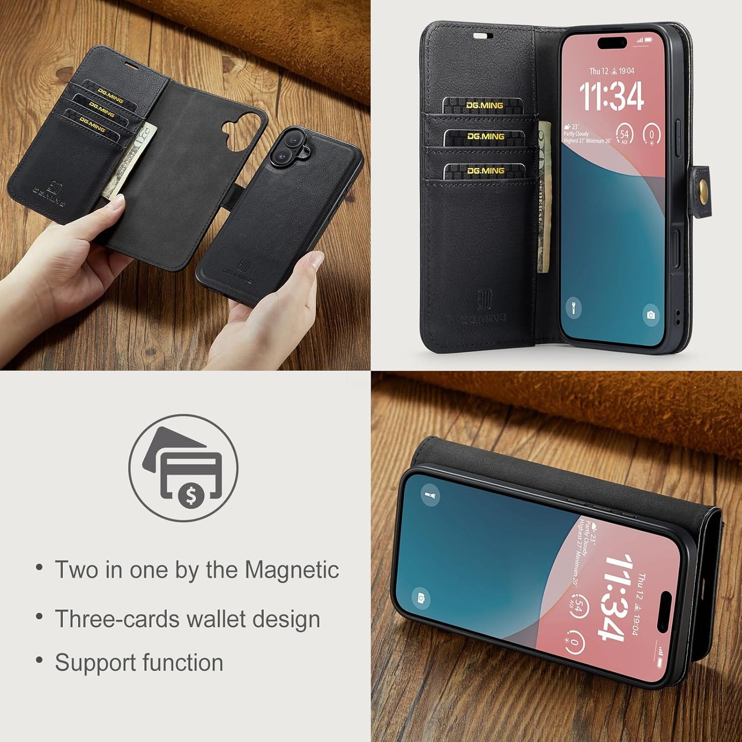 iPhone 17 Two-In-One Wallet Style Leather Flip Cover - lifestyle