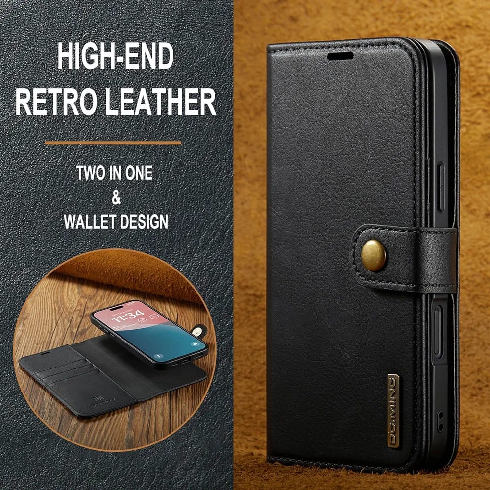 iPhone 17 Two-In-One Wallet Style Leather Flip Cover - slim profile