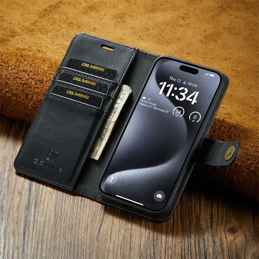 iPhone 17 Two-In-One Wallet Style Leather Flip Cover - slim profile