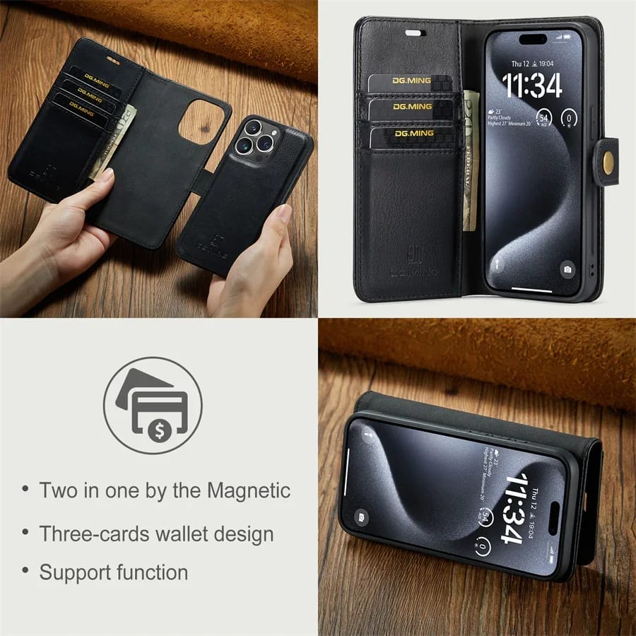 Two-In-One Wallet Style Premium Leather Luxury Flip Cover iPhone cover – JustAndBest India
