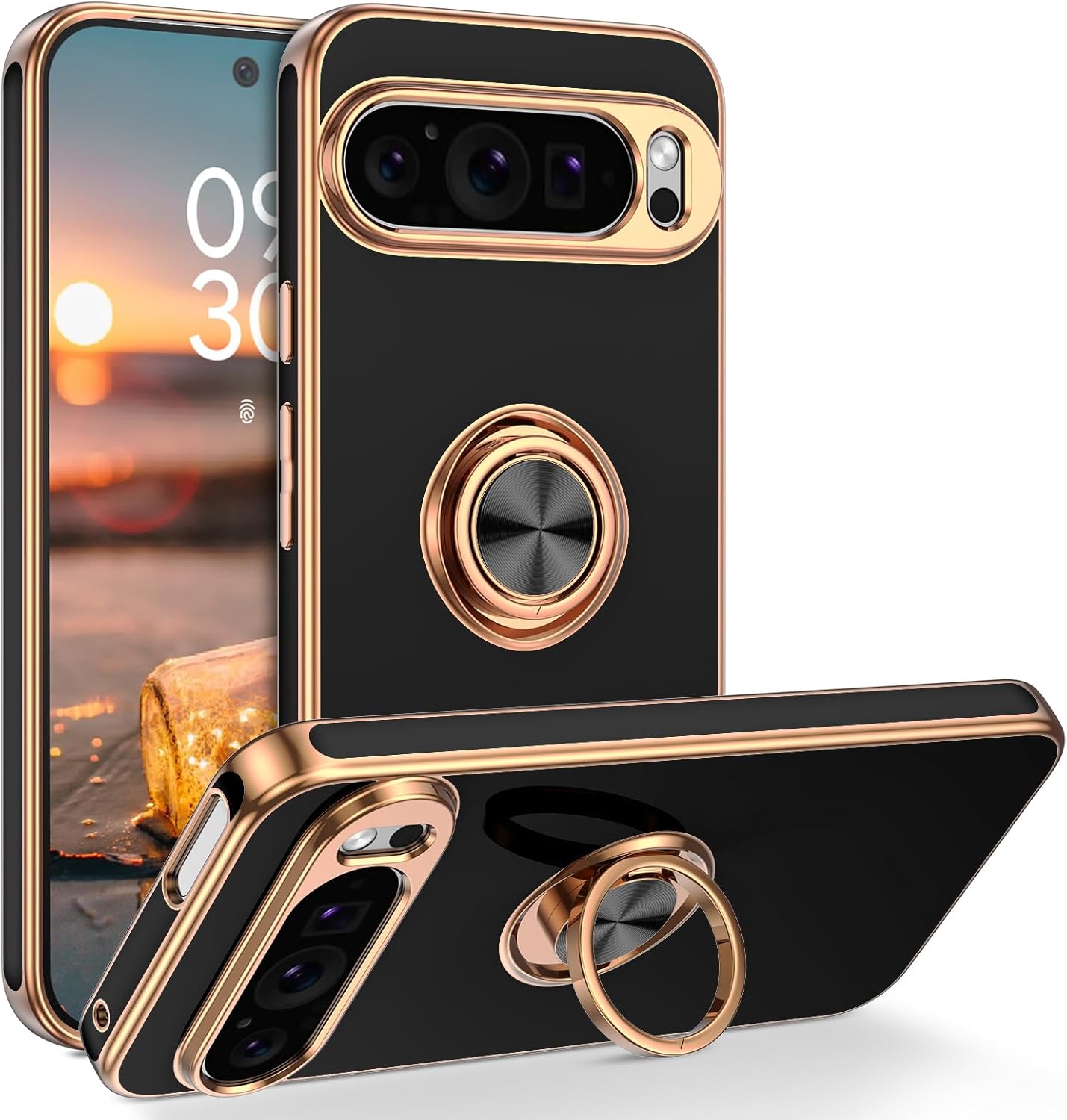 Google Pixel 9 Pro XL Gold Electroplated Ring Holder Cover - colour options